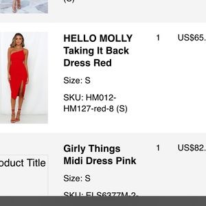 Red hello molly midi slit front dress